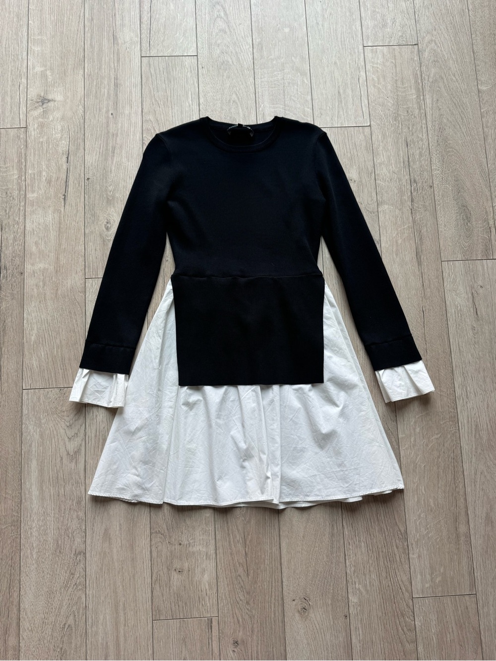 English Factory Poplin Combo Knit Mini Dress